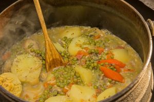 a pot of vegetables