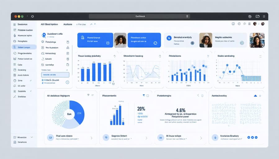 Digital dashboard displaying machine learning audience targeting metrics and patterns