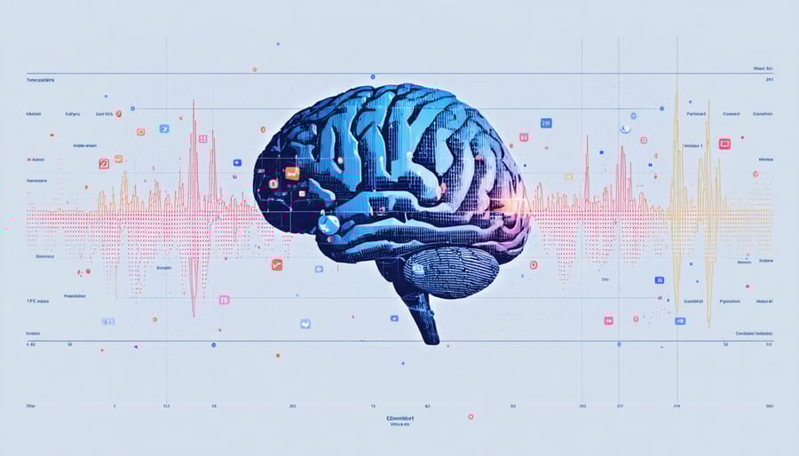 Graph showing optimal social media posting times correlated with brain activity patterns