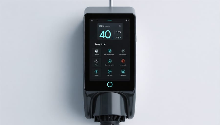 Modern smart dispensing system with touchscreen interface displaying cleaning metrics