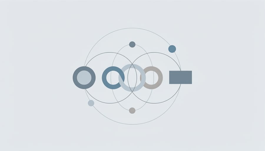 Metal rings with a faint light ripple between them representing entanglement